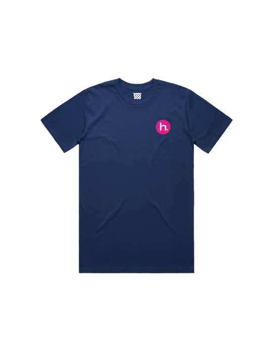 h. Dot City Standard Tee: Navy & Bright Pink